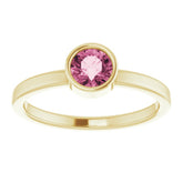 14K Yellow 5 mm Natural Pink Tourmaline Ring